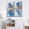 Beach Dark Blue Ocean Animal Angelfish Sea Turtle Octopus Jellyfish Canvas Art - 16" x 16"